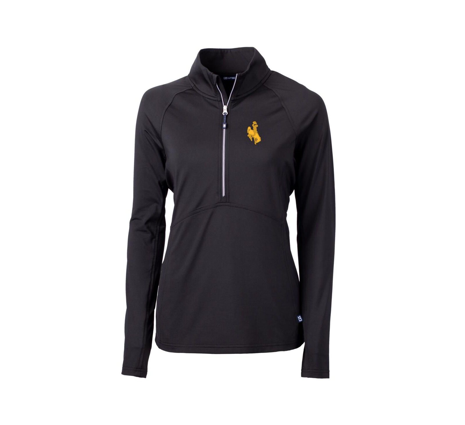 Куртка Cutter & Buck Women's Black Wyoming Cowboys Adapt Eco Knit Half-Zip Pullover