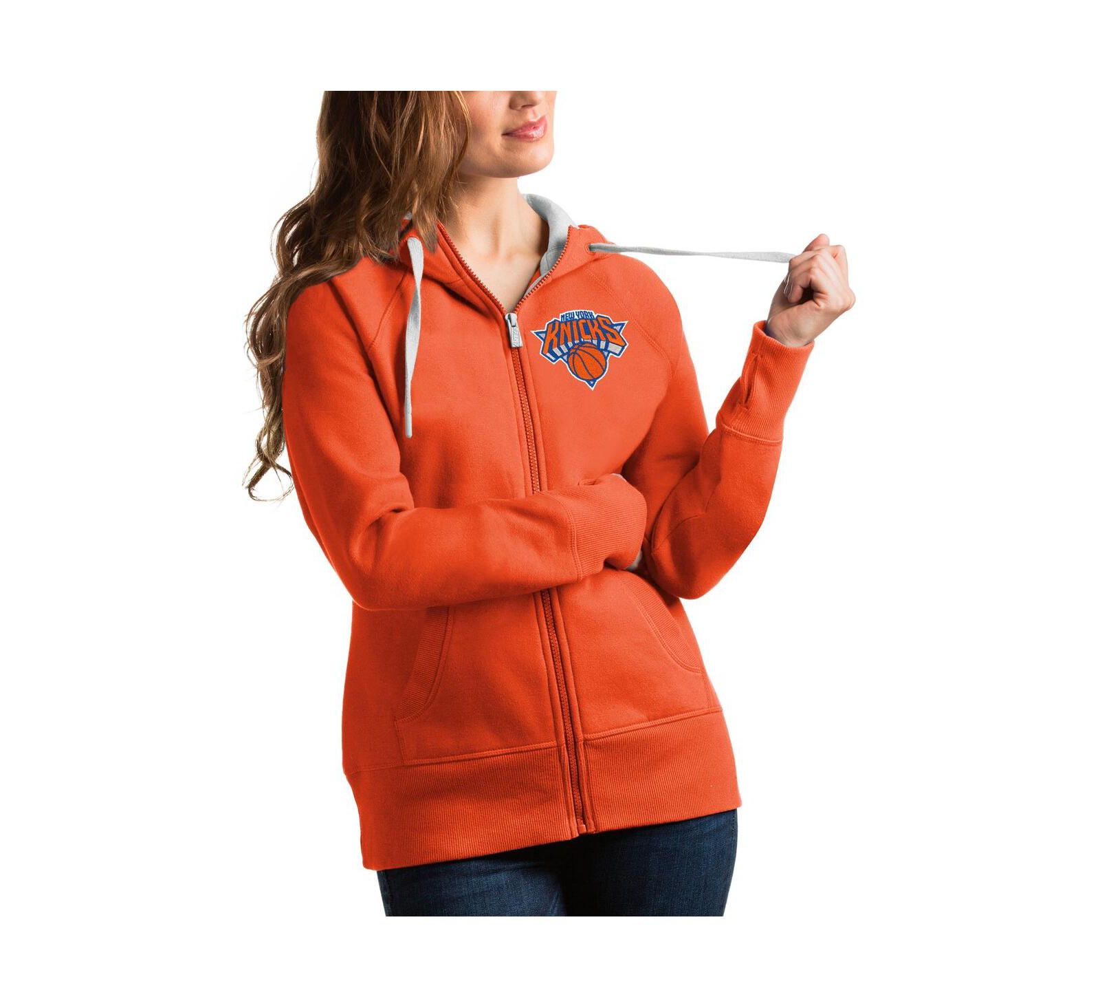 Женское флисовое худи Antigua New York Knicks Victory Full-Zip Orange