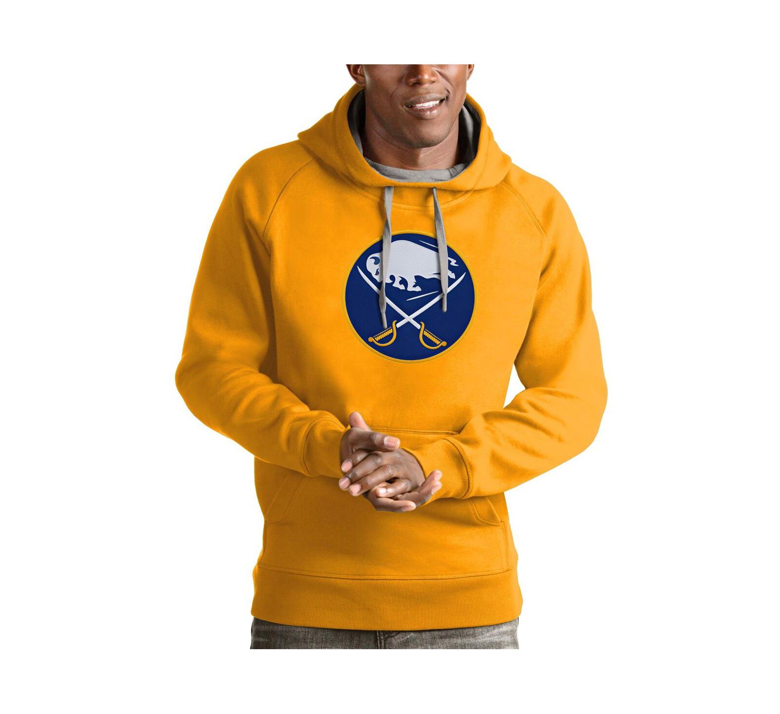 Мужское худи Antigua Gold Buffalo Sabres Logo Victory Pullover