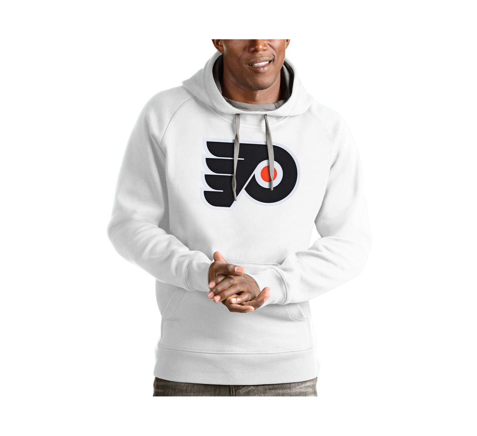 Antigua Men's White Philadelphia Flyers Logo Victory Pullover Hoodie
