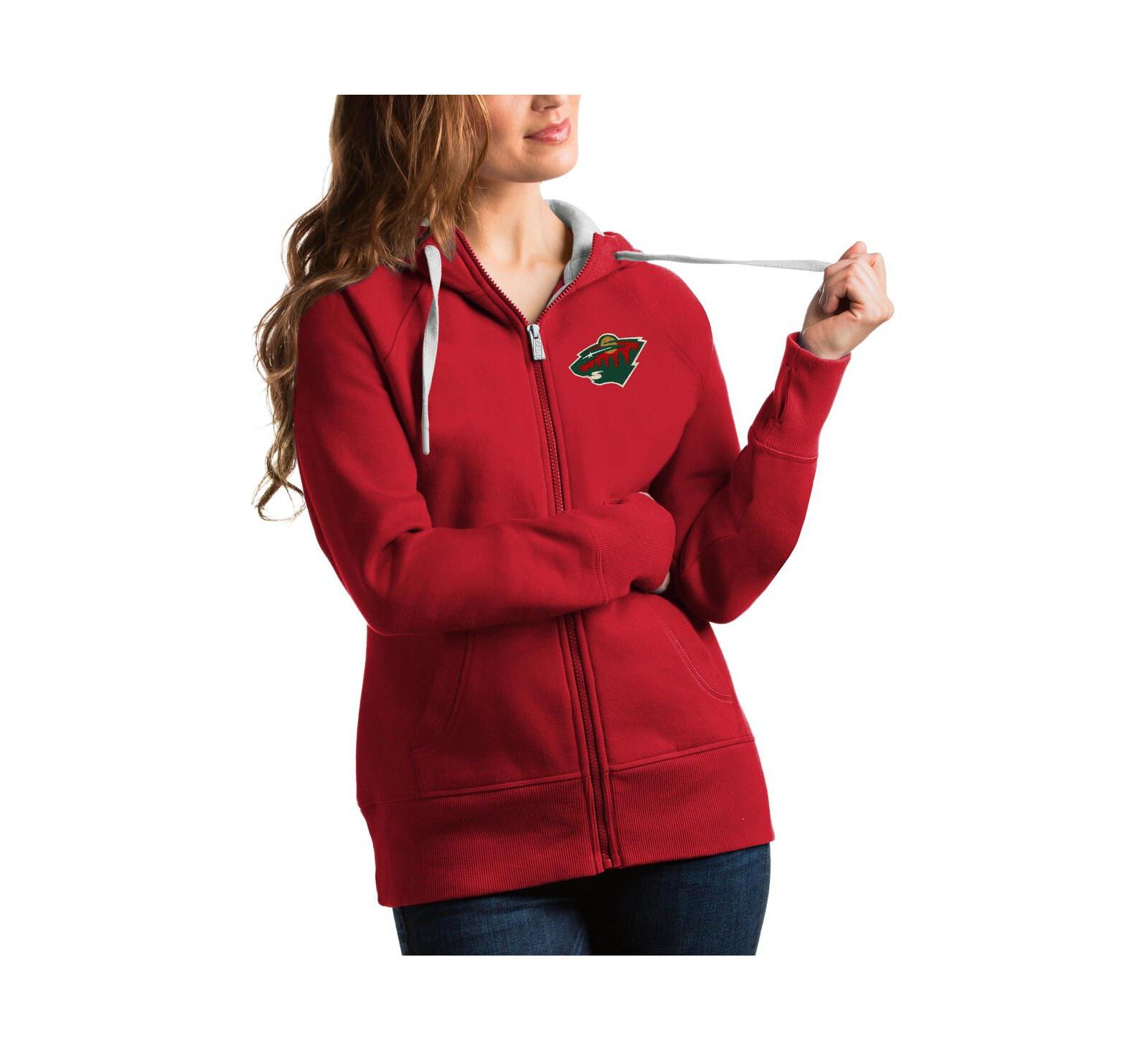 Женское худи Antigua Women's Red Minnesota Wild Victory Full-Zip