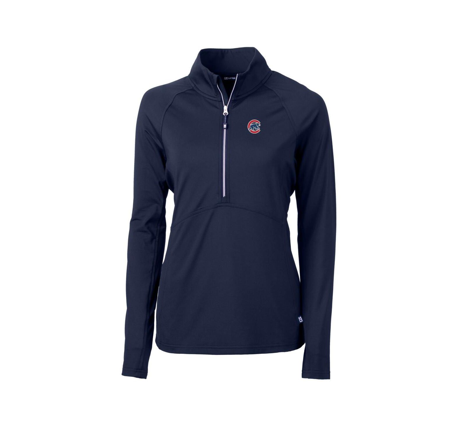 Женский пуловер Cutter & Buck Navy Chicago Cubs Adapt Eco Knit Stretch с полумолнией