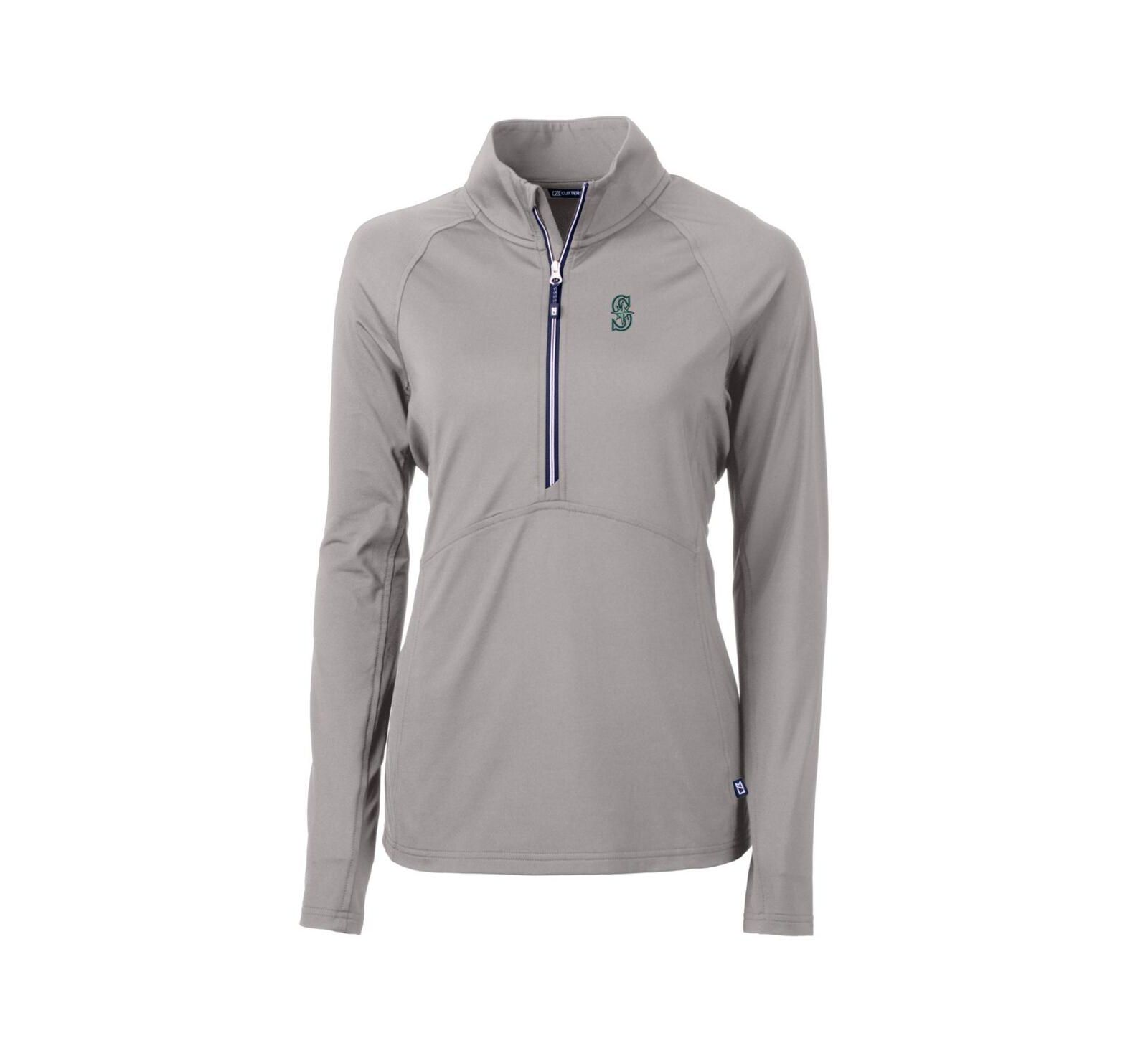 Женский трикотажный пуловер Cutter & Buck Seattle Mariners Adapt Eco Knit Stretch Half-Zip