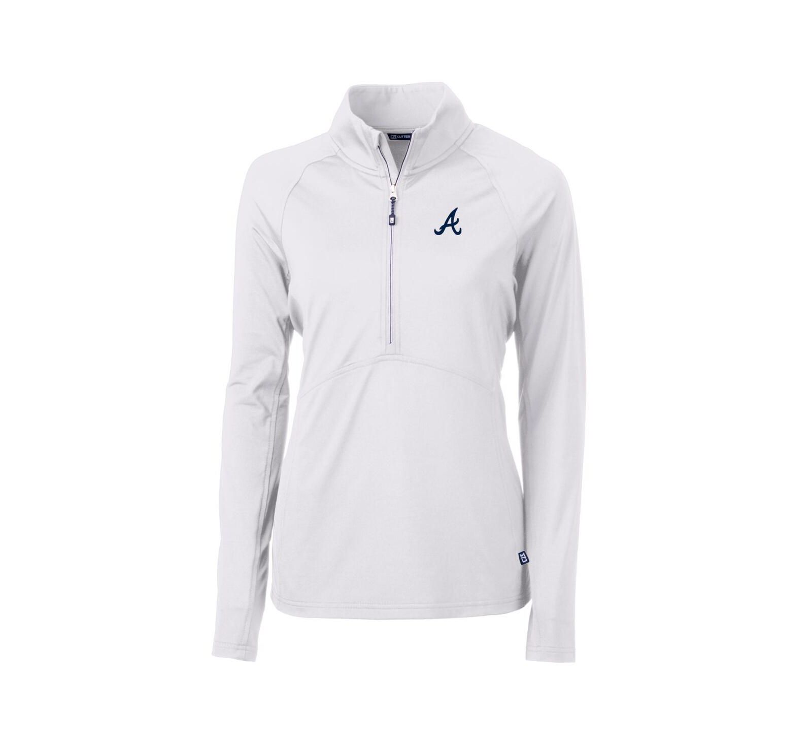 Женский пуловер Cutter & Buck Atlanta Braves Adapt Eco Knit Stretch Half-Zip, белый