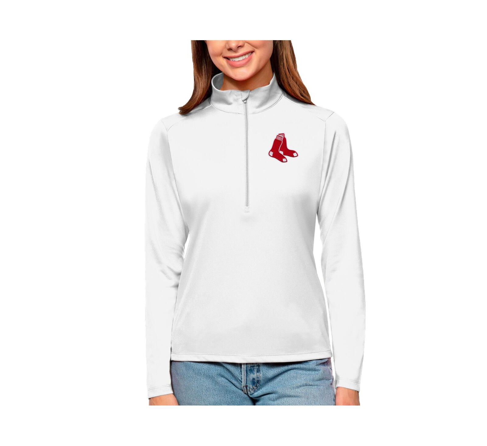 Antigua Женский белый джемпер Antigua Boston Red Sox Tribute Quarter-Zip Pullover Top
