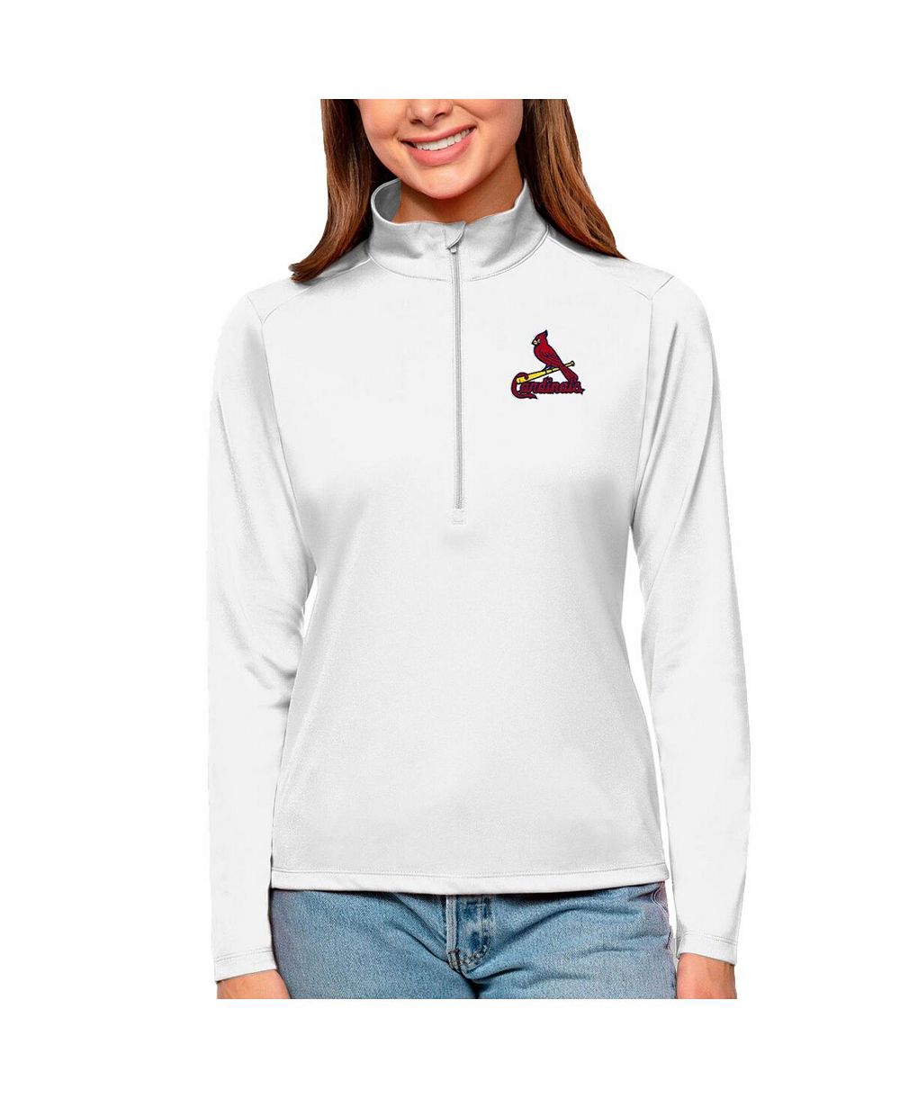 Женский джемпер Antigua White St. Louis Cardinals Tribute Quarter-Zip Pullover Top