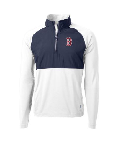 Мужская куртка-джемпер Cutter & Buck Adapt Eco Knit Hybrid Quarter-Zip White/Navy Boston Red Sox