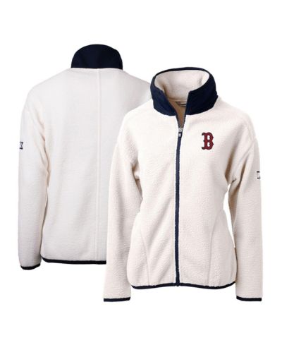 Женская флисовая куртка Cutter & Buck Boston Red Sox Cascade Eco Sherpa Full-Zip, белая/синяя
