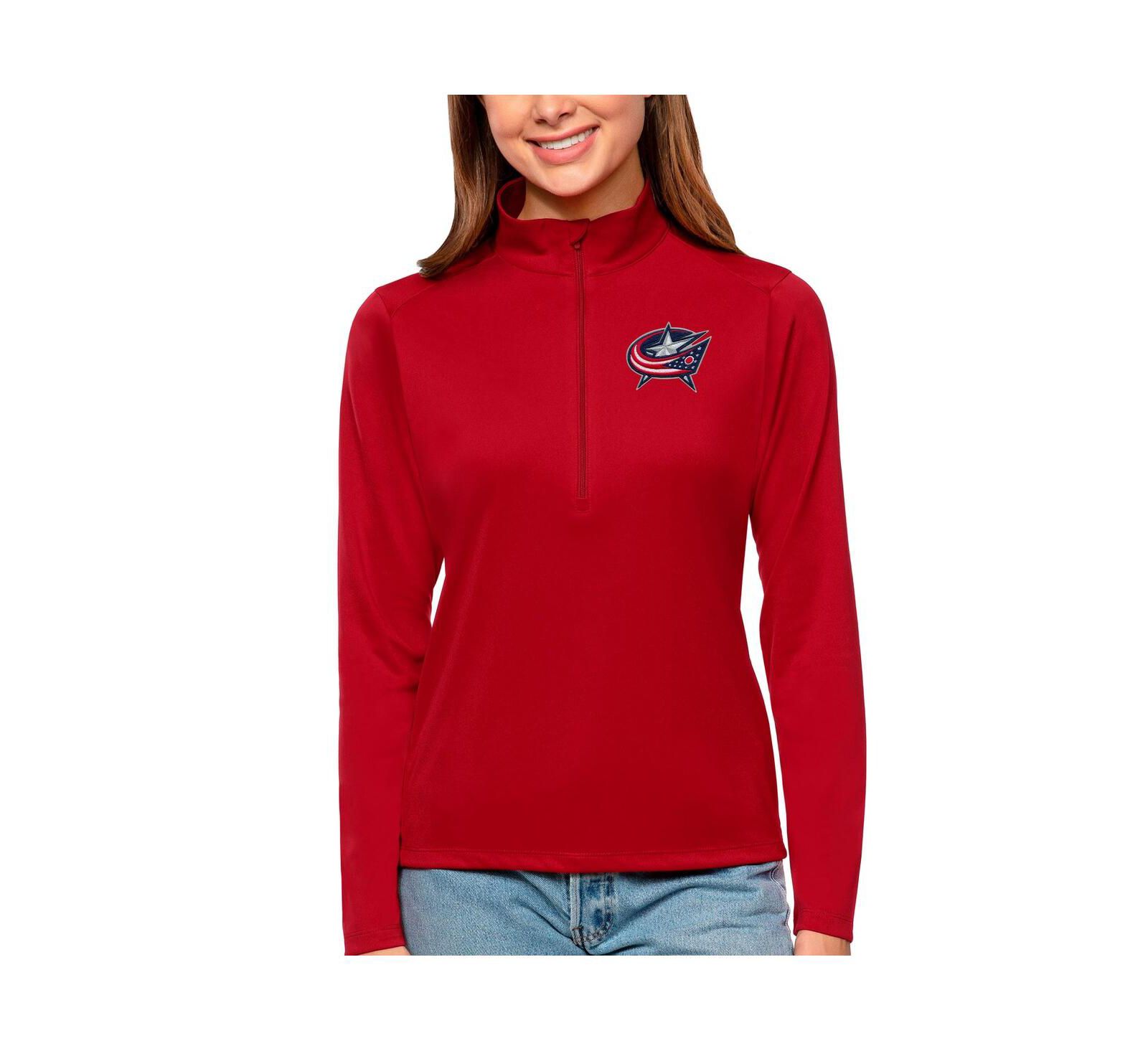 Женский джемпер Antigua Columbus Blue Jackets с четверть-молнией, красный цвет