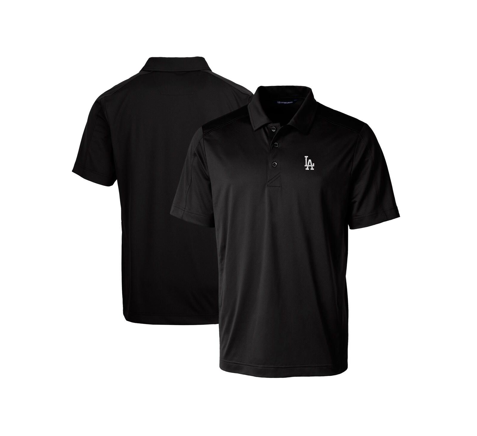 Мужская рубашка-поло Cutter & Buck Black Los Angeles Dodgers Prospect Textured Stretch Big & Tall