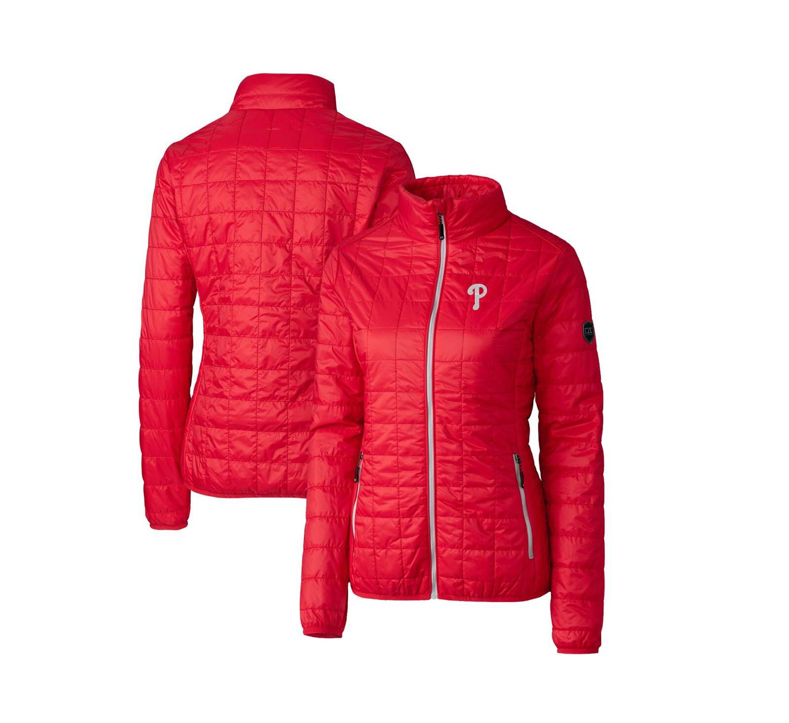 Cutter & Buck Women's Red Philadelphia Phillies Rainier PrimaLoft Eco Full-Zip Puffer Jacket