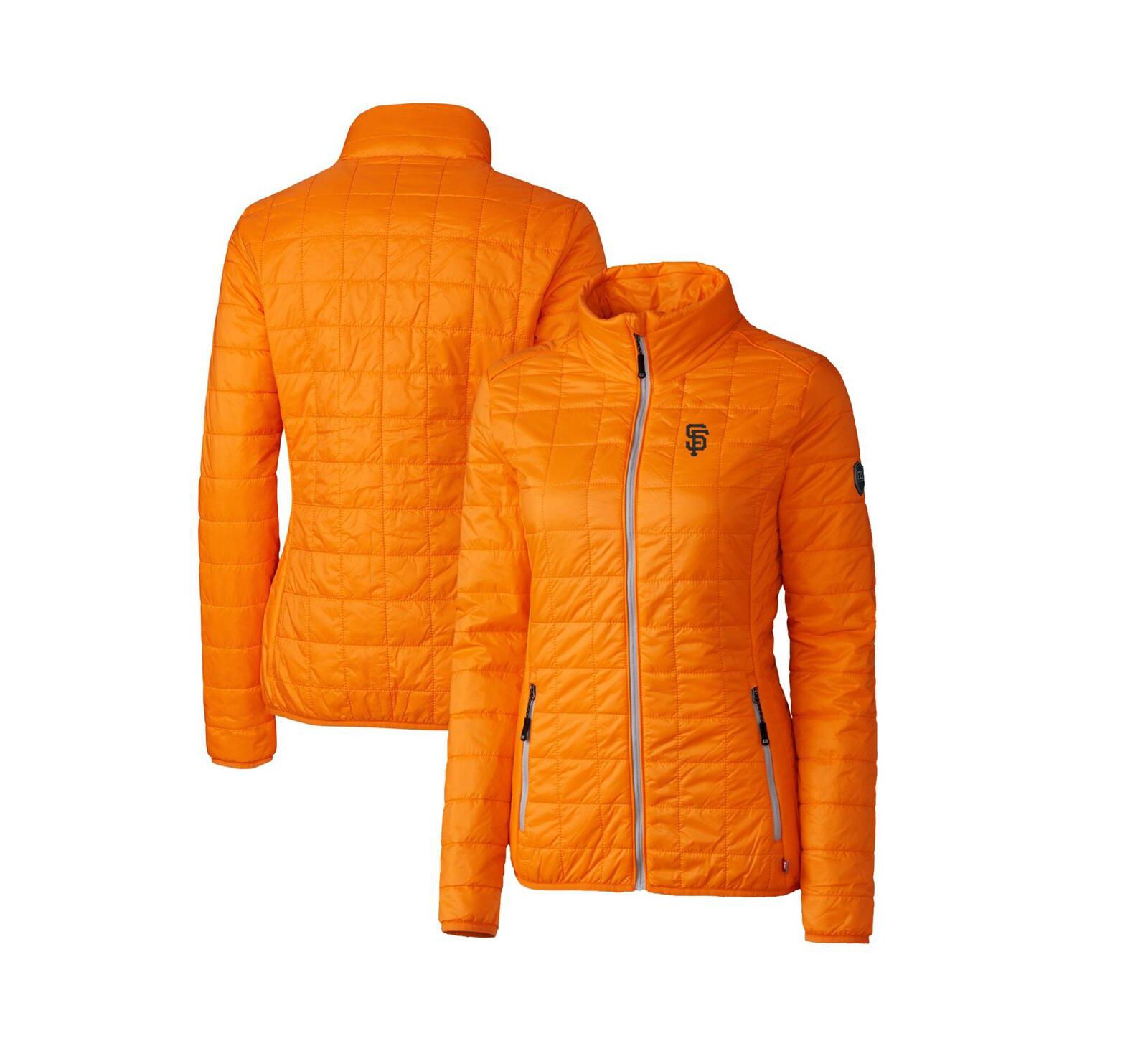 Женская куртка-пуффер Cutter & Buck San Francisco Giants Rainier PrimaLoft Eco с полной молнией оранжевая