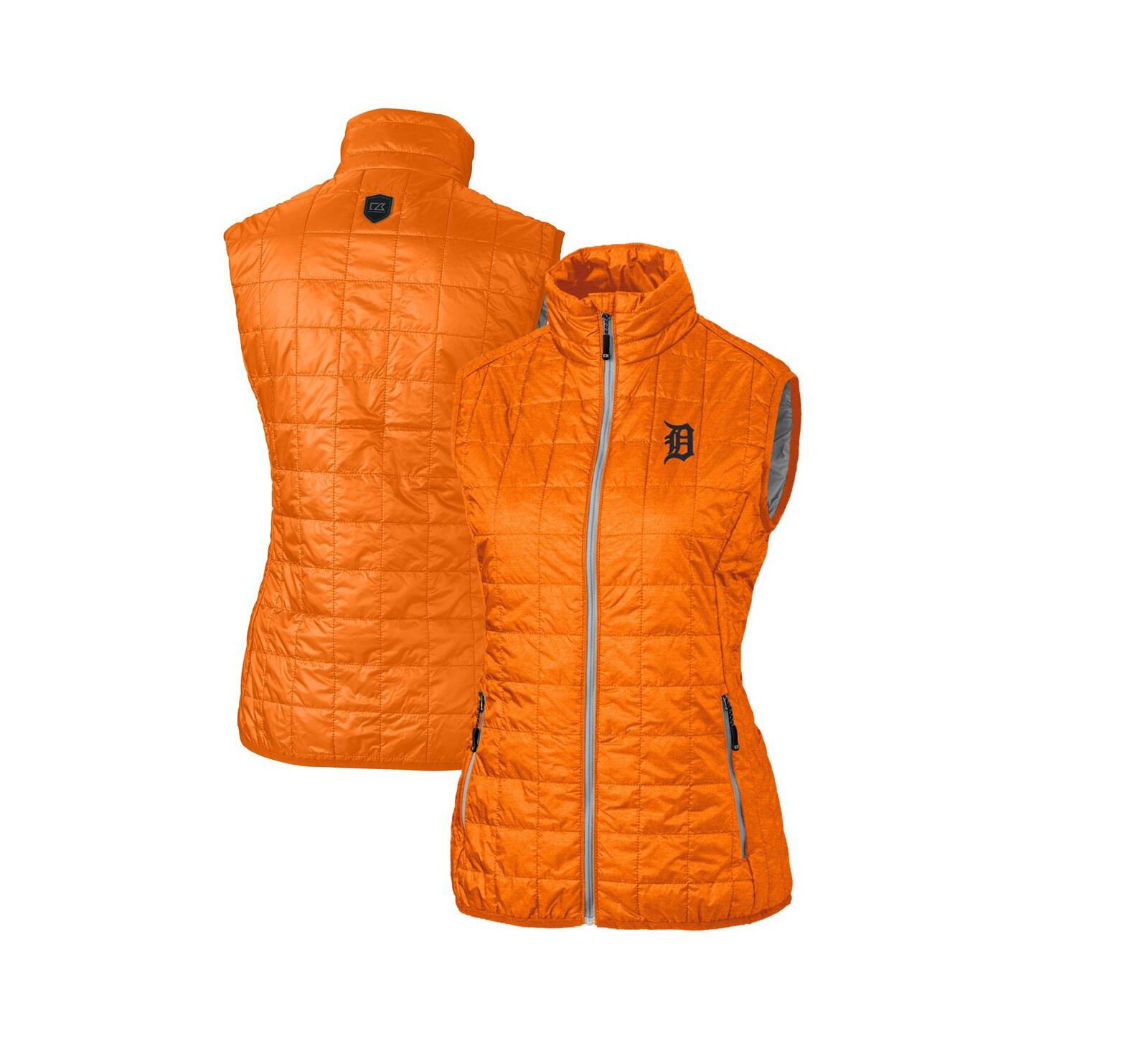Cutter & Buck Women's Orange Detroit Tigers Rainier PrimaLoft Eco Full-Zip Puffer Vest