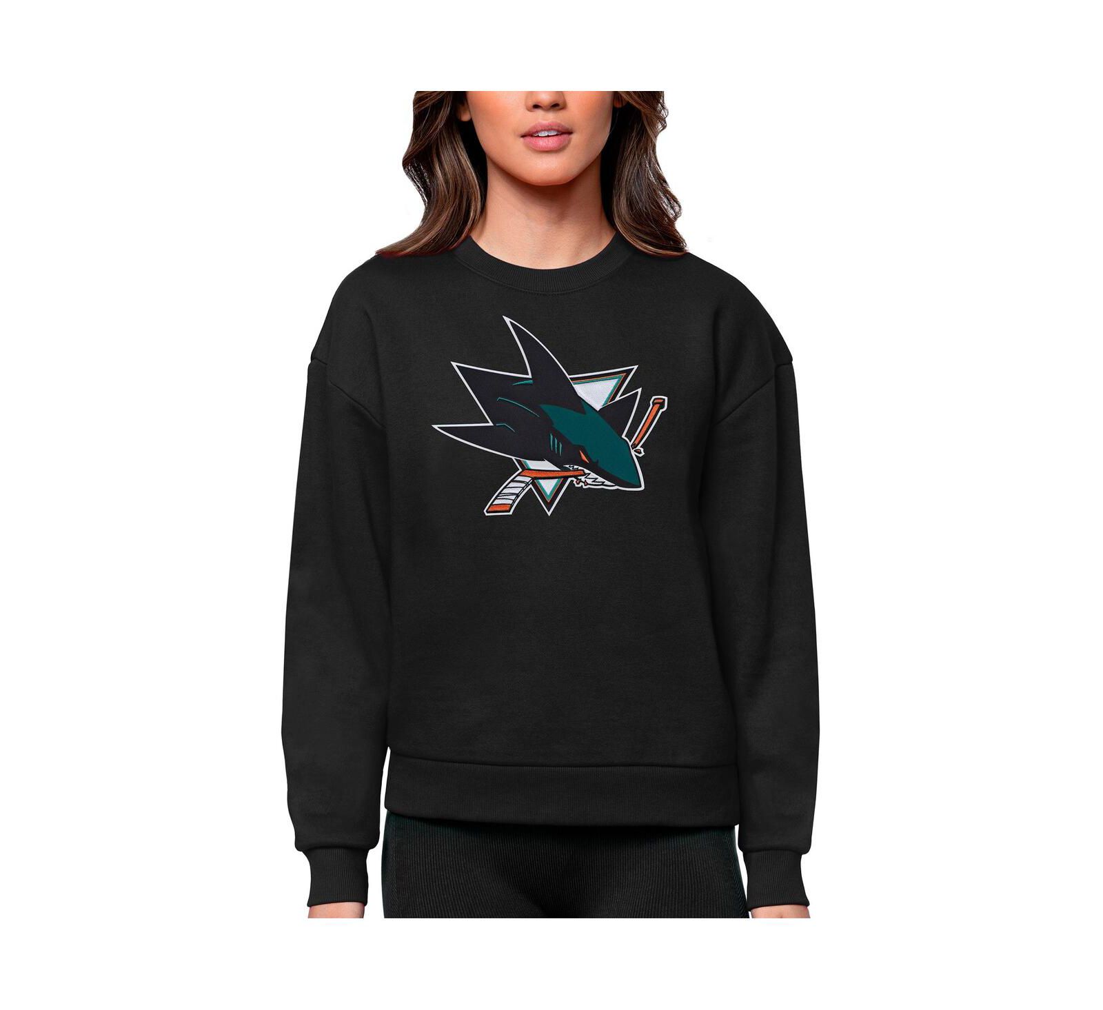 Женское свитшот Antigua Black San Jose Sharks Primary Logo Team Logo Victory Crewneck Pullover