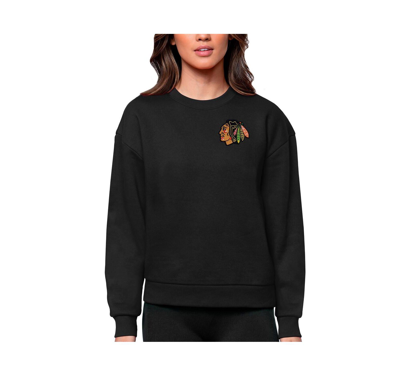 Antigua Женское худи Chicago Blackhawks Black Victory Crewneck