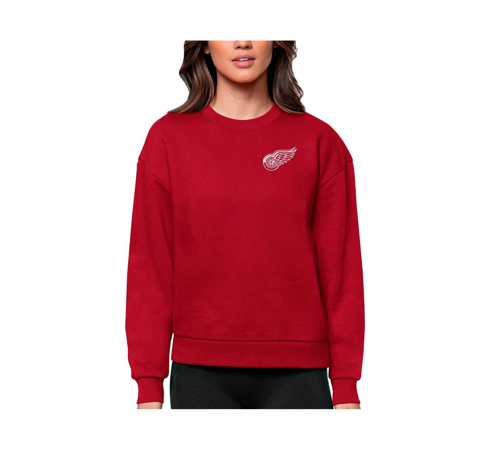 Женский свитшот Antigua Red Detroit Red Wings Primary Logo Victory Crewneck Pullover