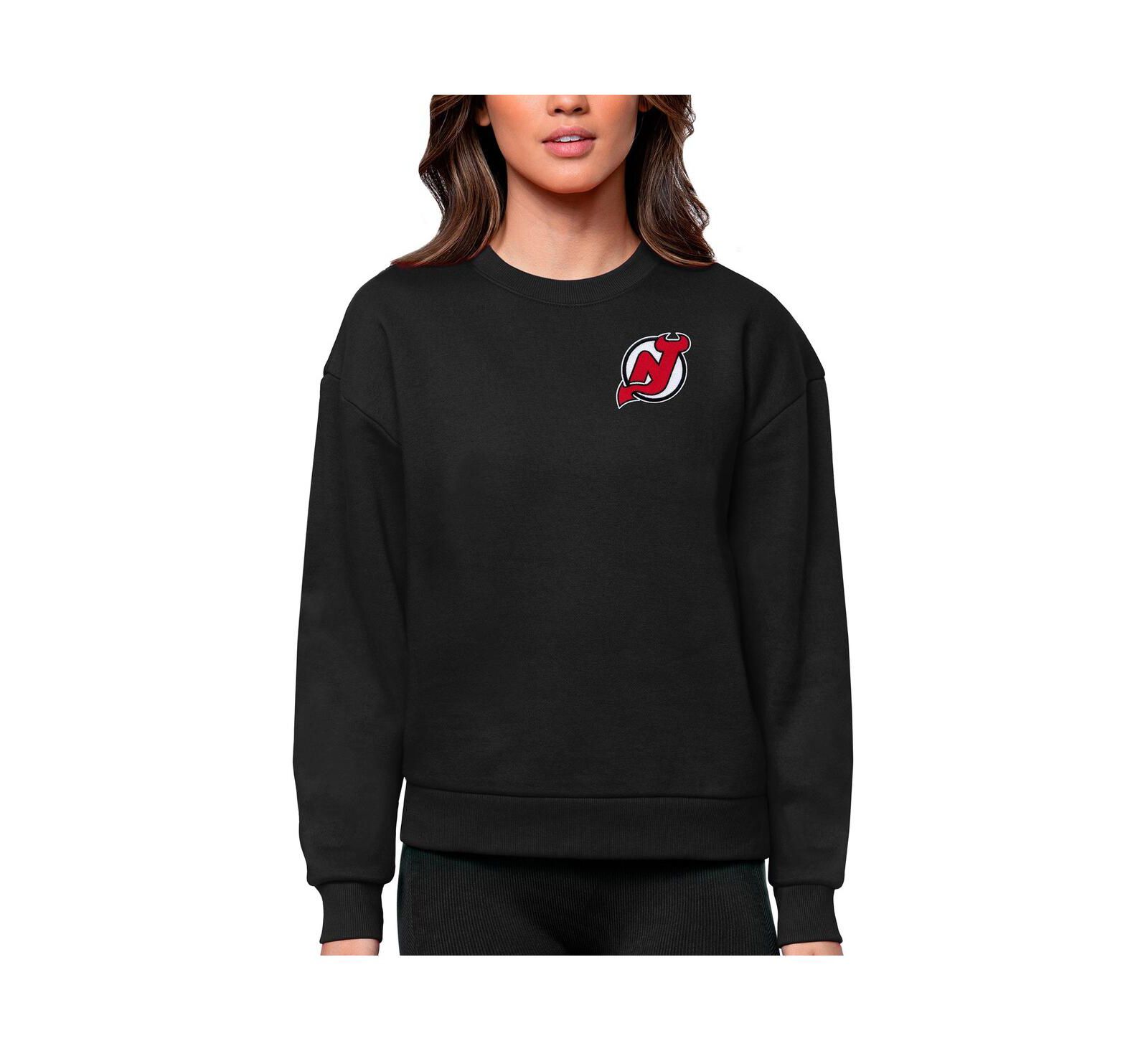 Antigua Женский свитшот New Jersey Devils Primary Logo Victory Crewneck Pullover Black