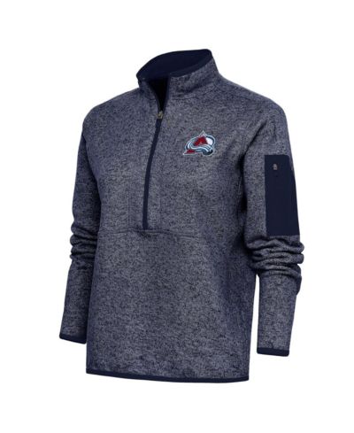 Женская куртка Antigua Heather Navy Colorado Avalanche с логотипом и молнией на четверть