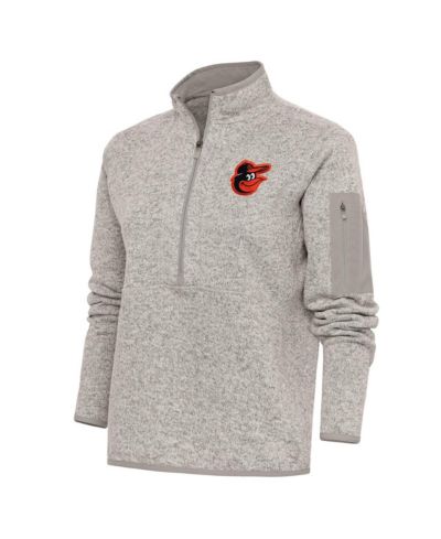Женская куртка-толстовка Antigua Oatmeal Baltimore Orioles Logo Fortune с молнией на четверть