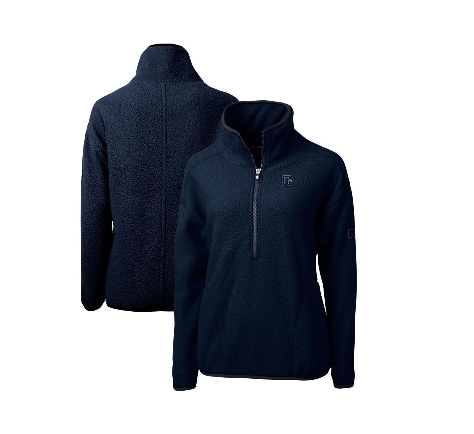 Cutter & Buck Women's Navy Georgetown Hoyas Cascade Eco Sherpa Fleece Half-Zip Pullover Jacket