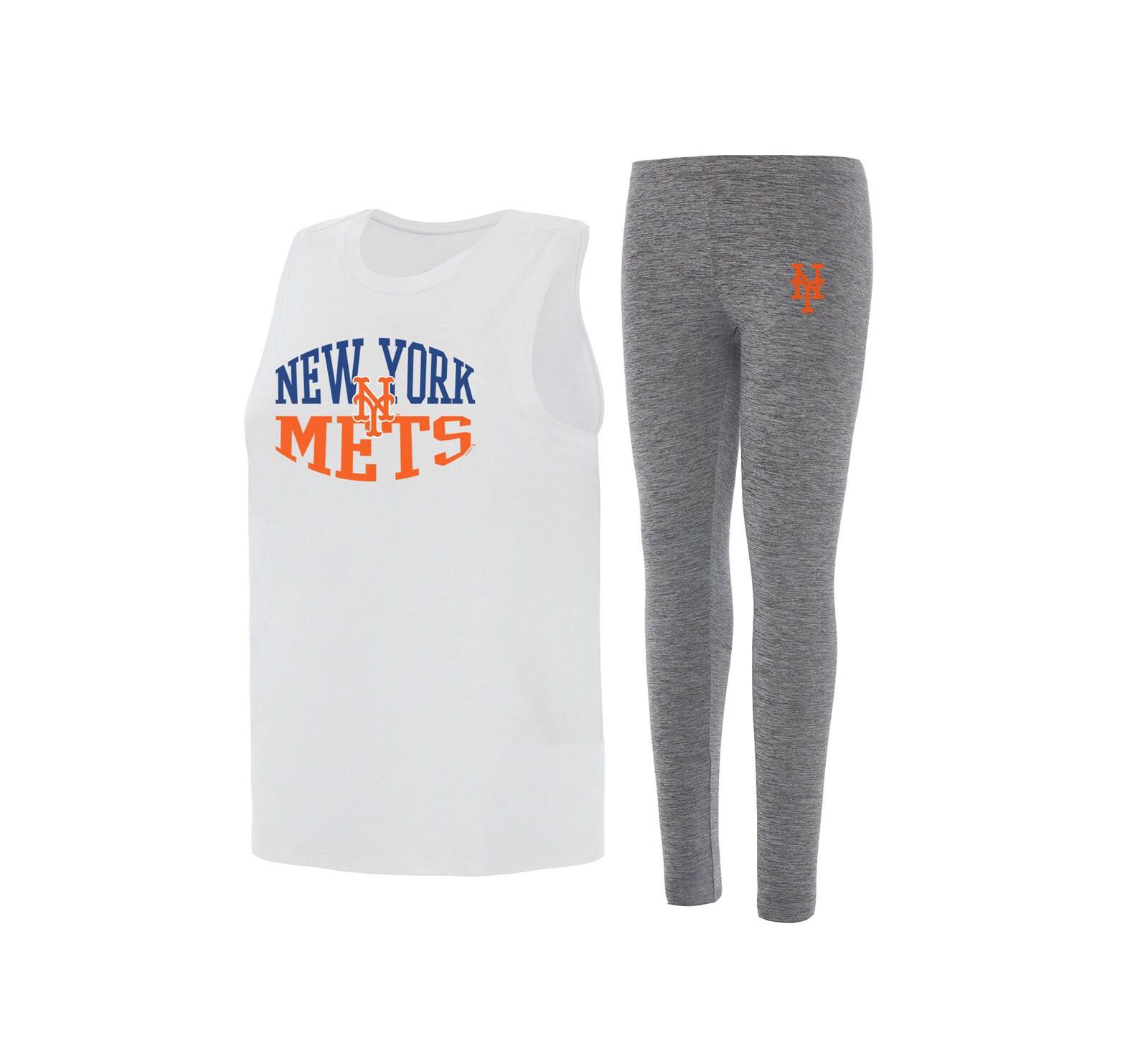 Concepts Sport Women's 2- Piece Charcoal/White New York Mets Contend Tank and Leggings