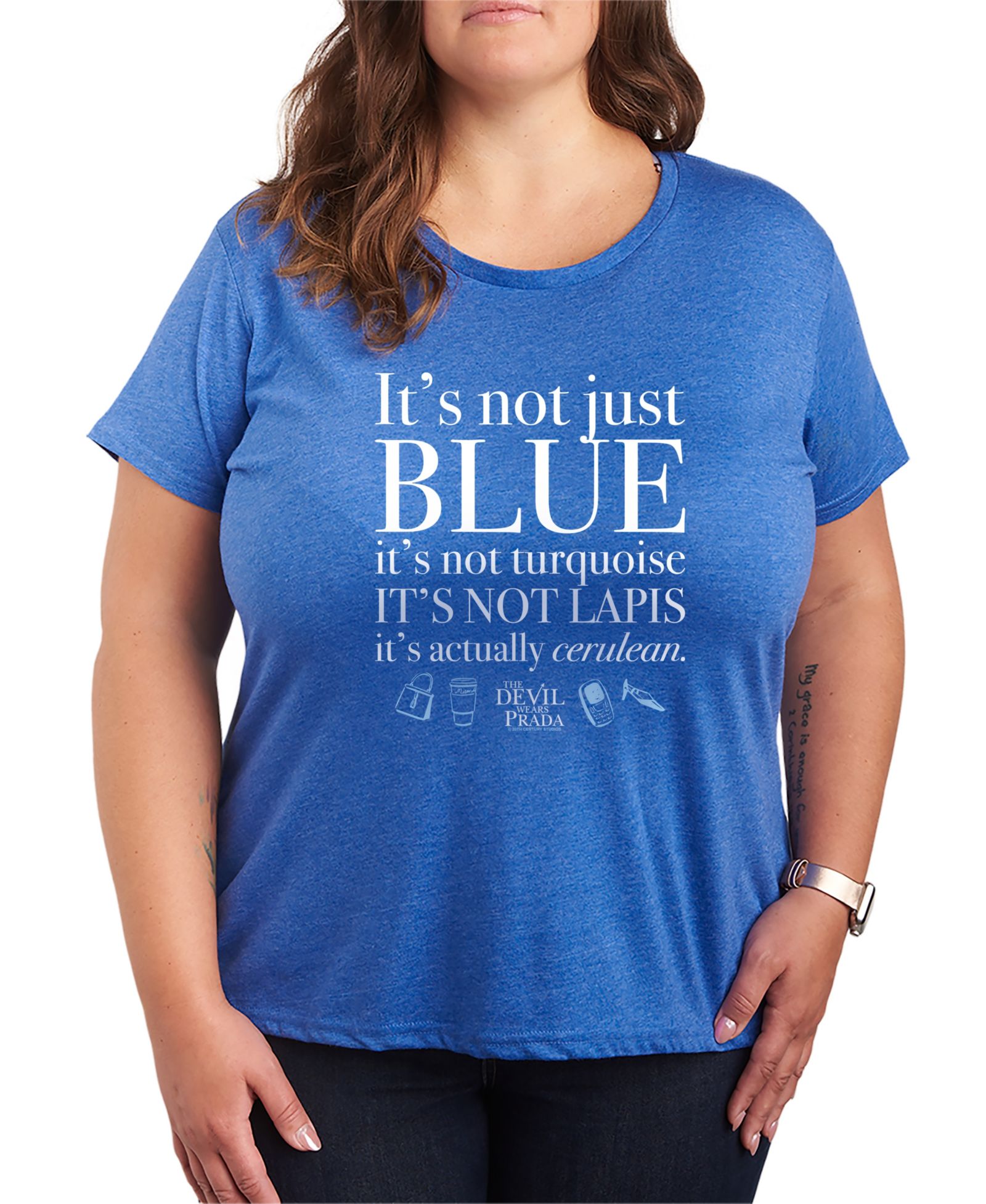 Мужская футболка Hybrid Apparel Plus Size The Devil Wears Prada Not Just Blue Cerulean Short-Sleeve