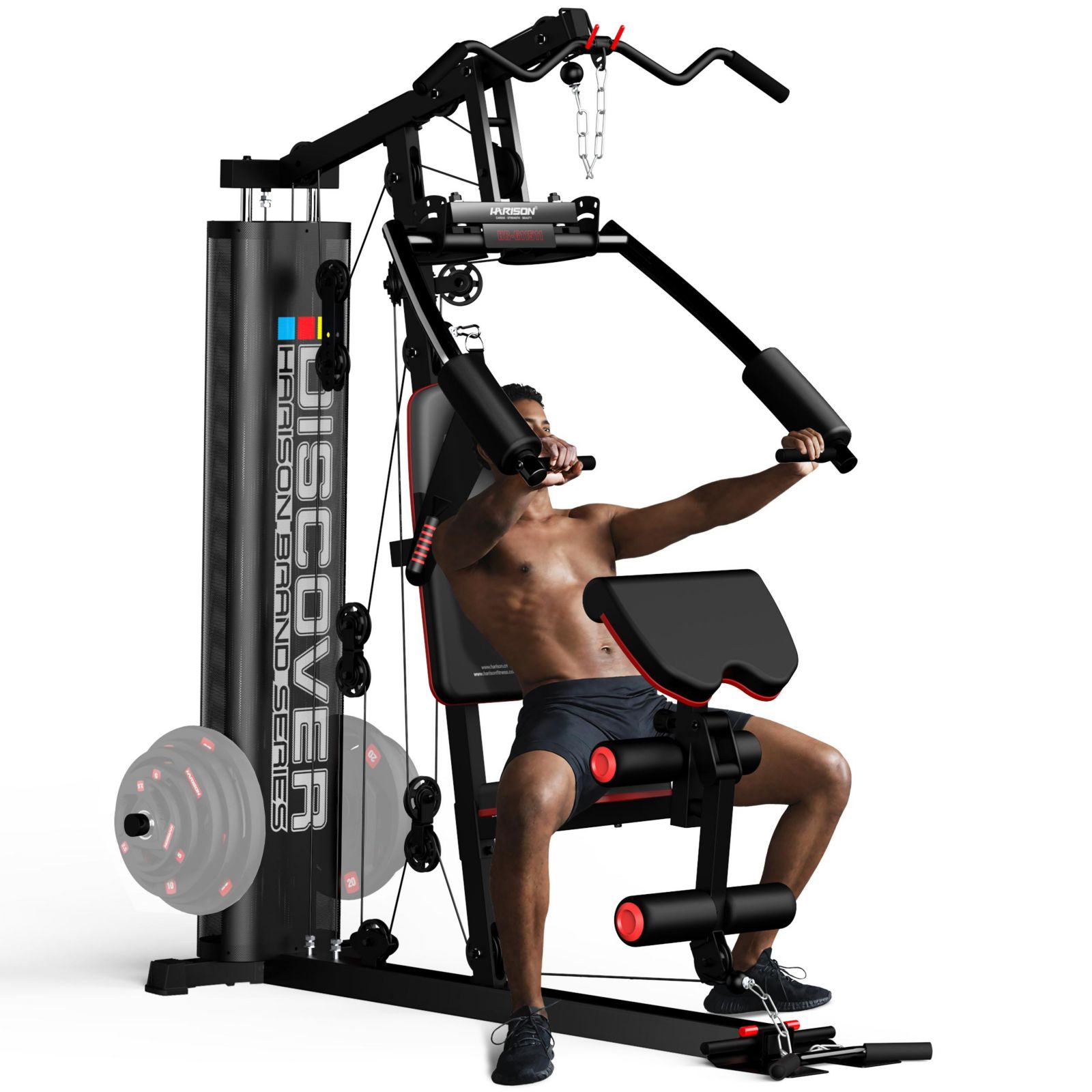 HARISON Home Gym Full Body Workout Machine with Pulley System and Bench (HRM-G11511)