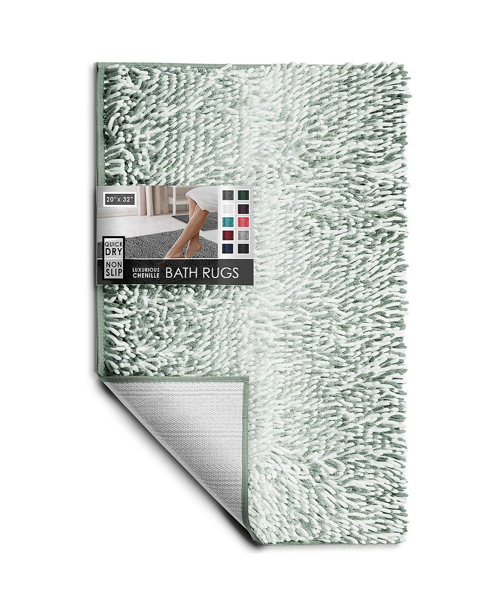 Ultra-Soft Chenille Bath Rug, Quick-Dry, Machine-Washable, Non-Slip PVC Backing