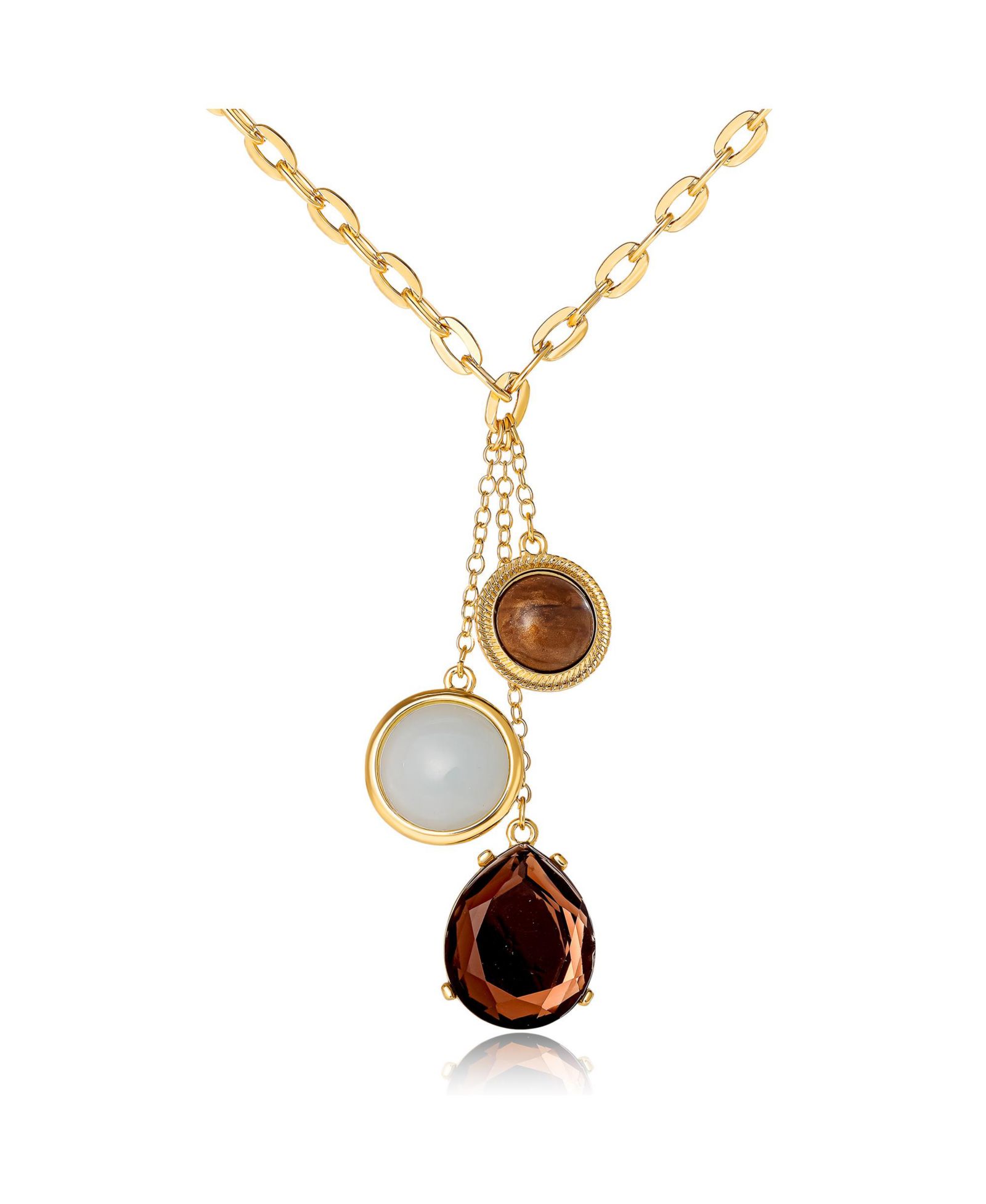 Jessica Simpson Resin Stone Dangle Pendant Necklace for Women, Gold-Tone Statement Necklace