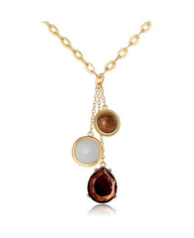Jessica Simpson Resin Stone Dangle Pendant Necklace for Women, Gold-Tone Statement Necklace