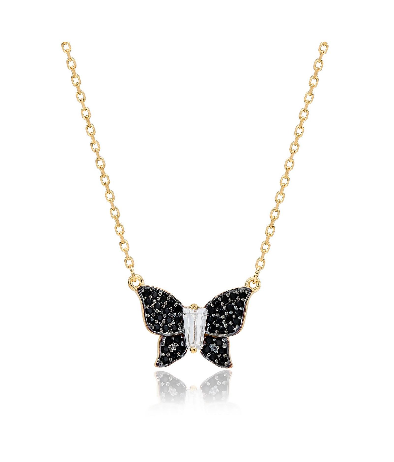 Ожерелье Suzy Levian New York Pave Cubic Zirconia Tapered Baguette Butterfly из стерлингового серебра