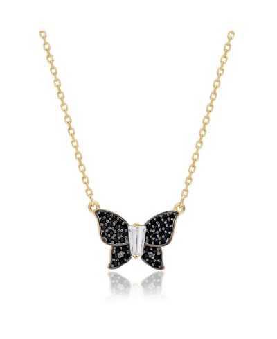SUZY LEVIAN NEW YORK Pave Cubic Zirconia Tapered Baguette Butterfly Necklace Sterling Silver