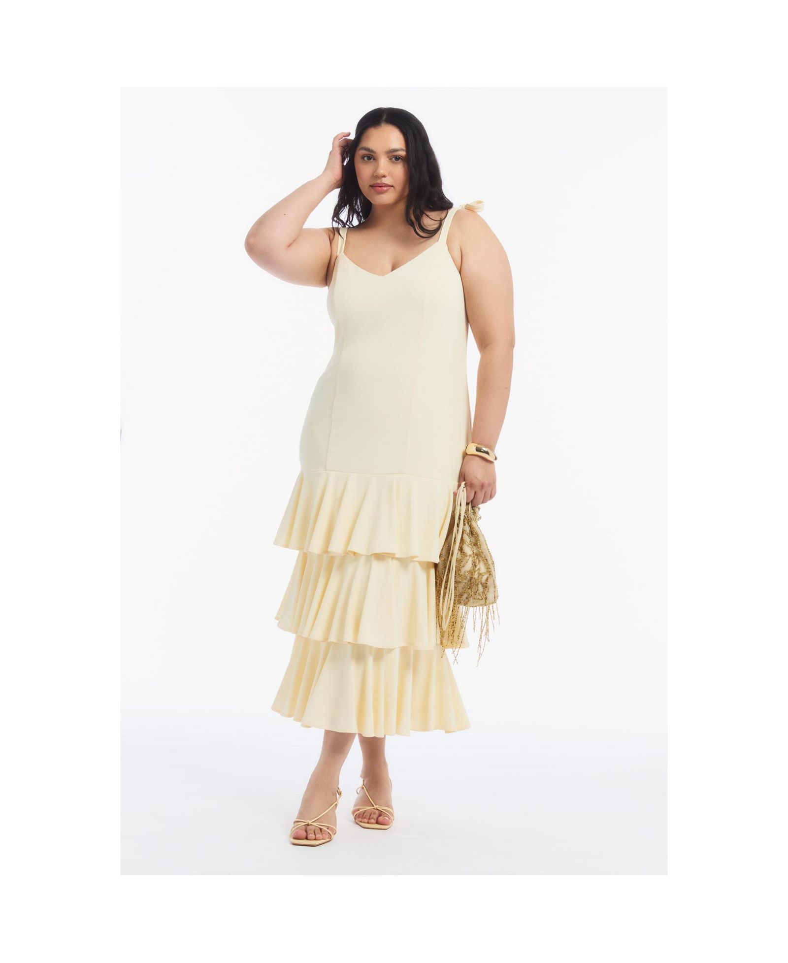 Женское платье June & Vie Tie-Strap Ruffle Maxi