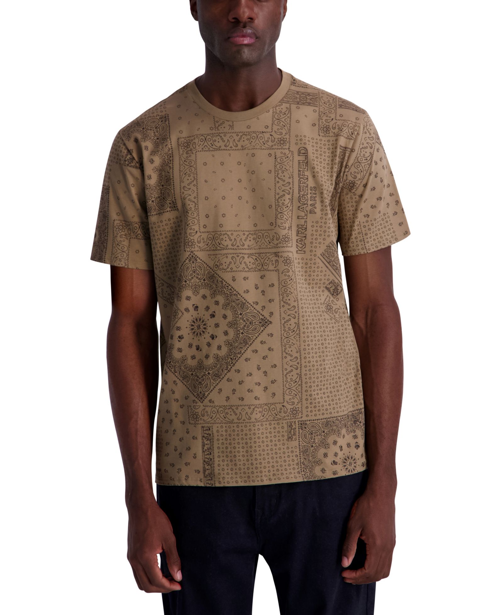 KARL LAGERFELD PARIS Men's Short-Sleeve Bandana Print T-Shirt