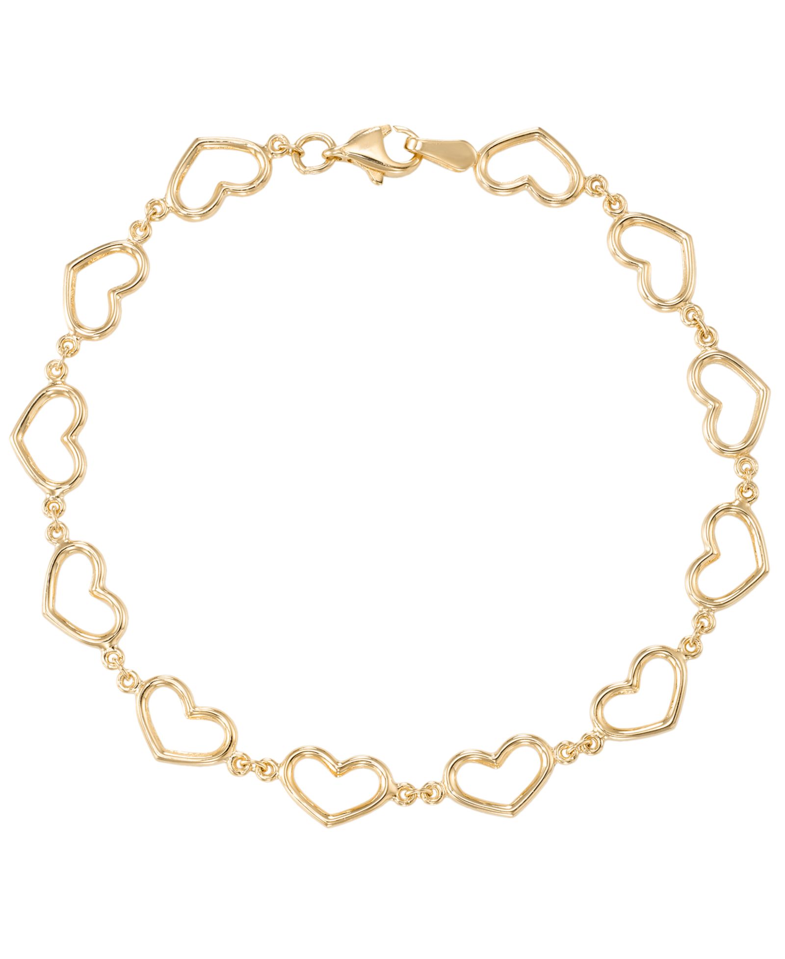 Браслет Macy's Open Heart Link, 18K Gold Over Sterling Silver