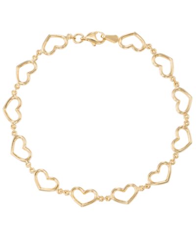 Macy's Open Heart Link Bracelet in 18K Gold Over Sterling Silver