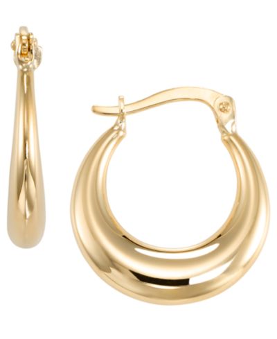 Серьги-кольца Macy's Grated Round в 10k Yellow Gold
