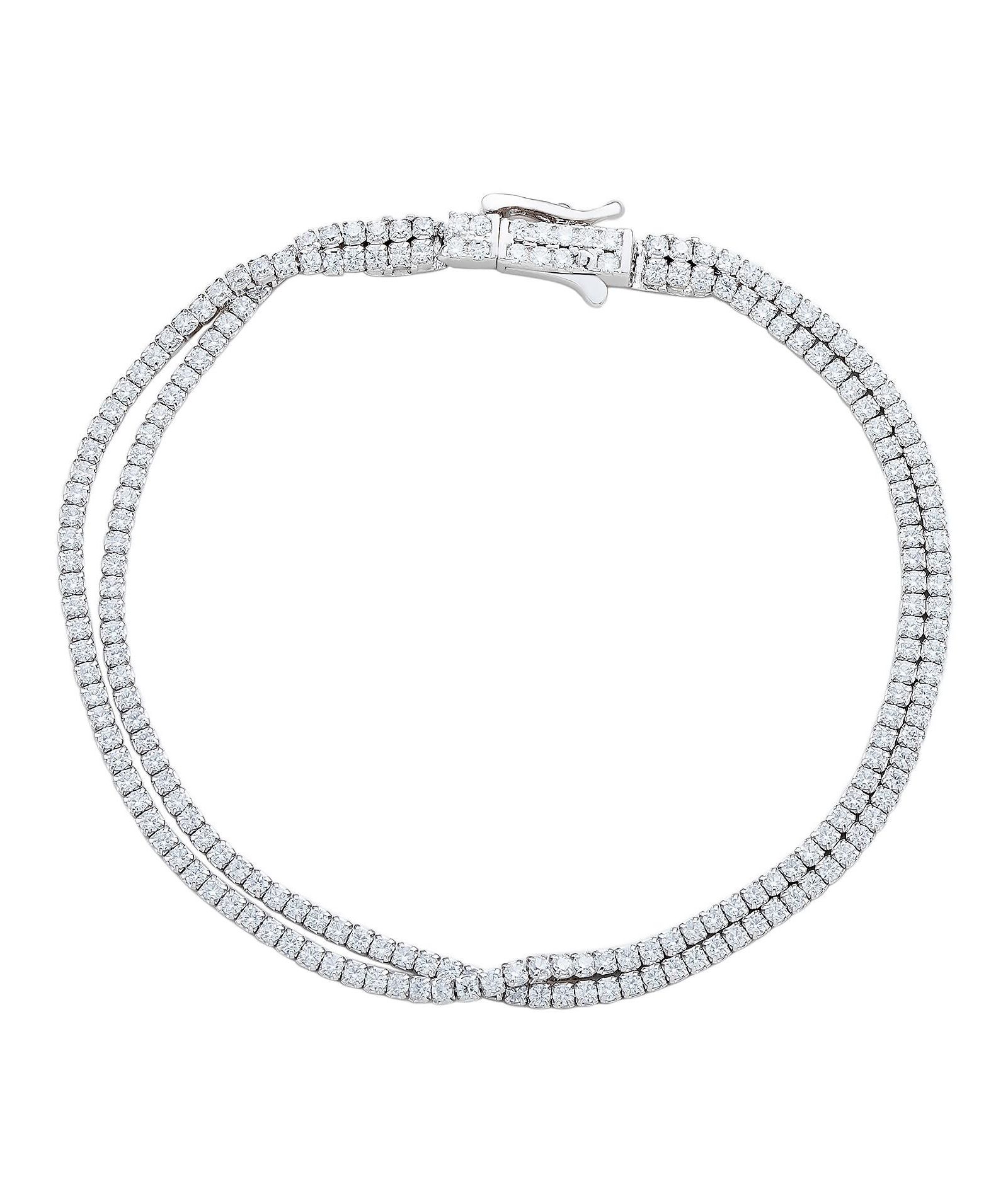 Браслет SUZY LEVIAN NEW YORK Sterling Silver Double-Strand Pave Cubic Zirconia Tennis Bracelet