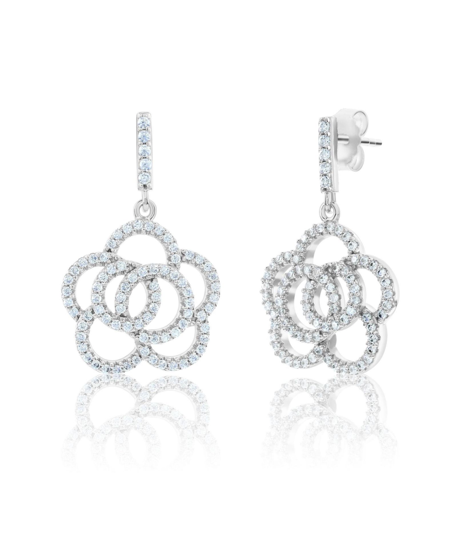 Серьги SUZY LEVIAN NEW YORK из стерлингового серебра с цирконием в форме цветка
