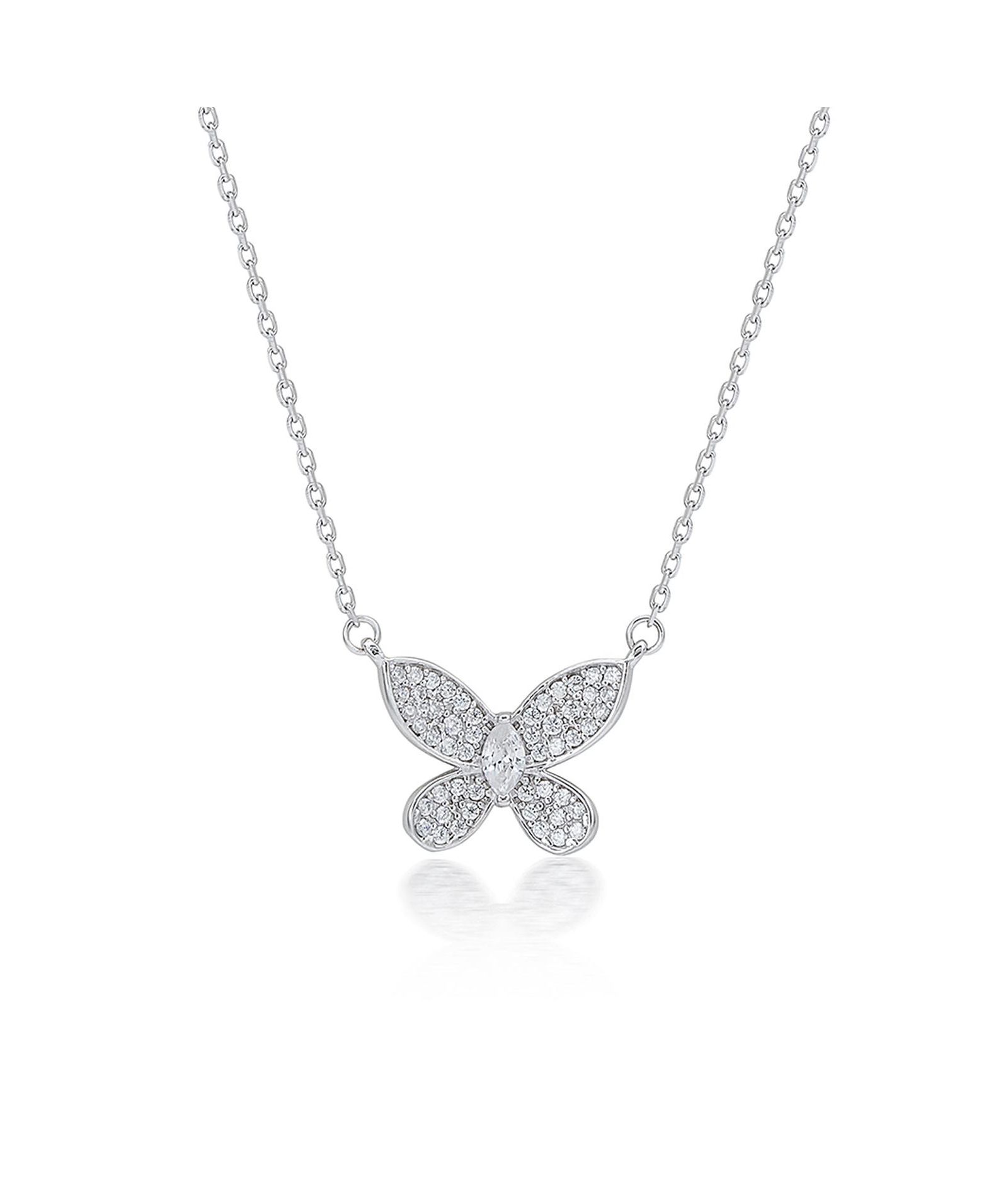 Suzy Levian New York серебряное ожерелье с кубическим цирконием в виде бабочки
