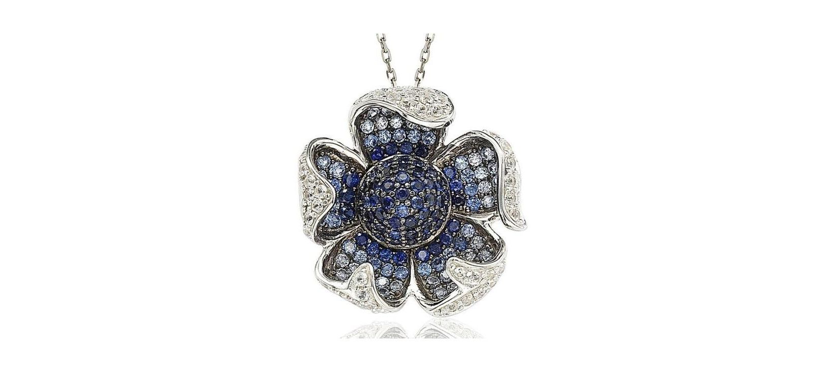 Подвеска SUZY LEVIAN NEW YORK Sterling Silver Pave Sapphire Flower