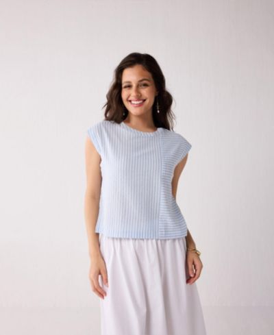 Reistor Women's Button-Back Crew Neck Top
