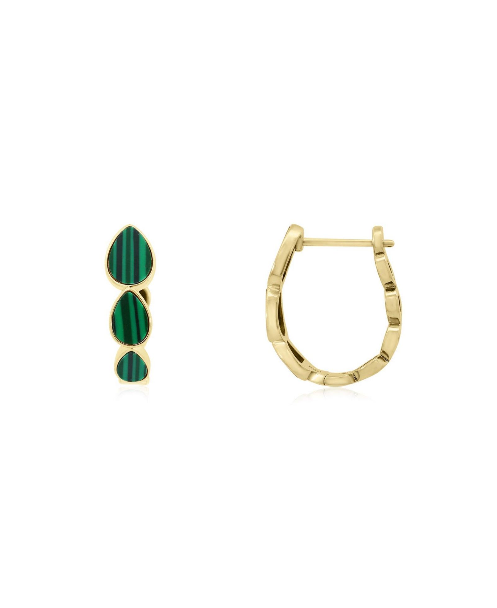 Серьги-кольца The Lovery Malachite Inside Out 14K Gold-Plated Sterling Silver