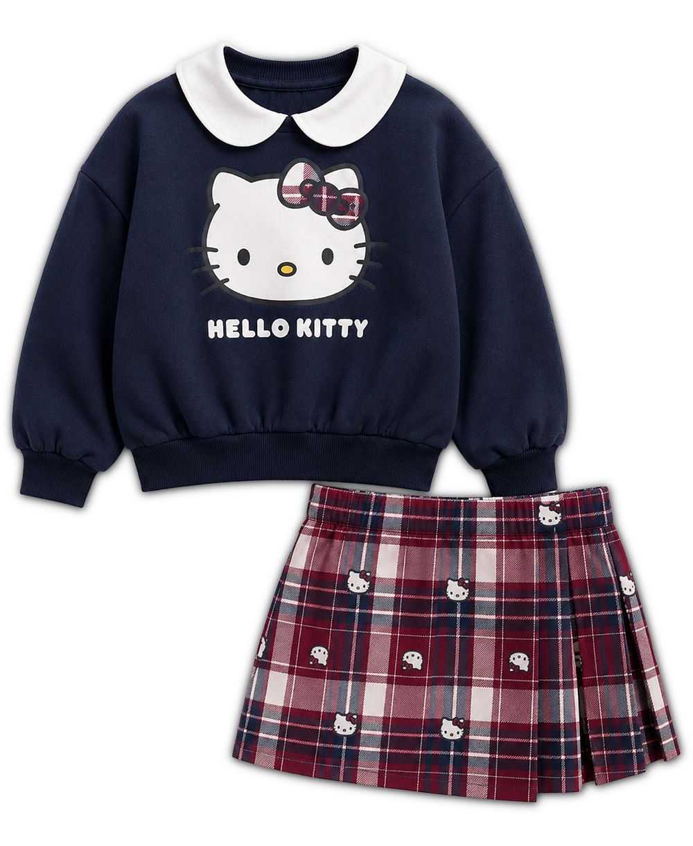 Hello Kitty Детский набор из свитшота с воротником Питер Пэн и юбки, 2 предмета, 2T-6X