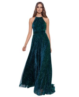 B&A By Betsy and Adam Women's Metallic Halter-Neck Maxi Dress