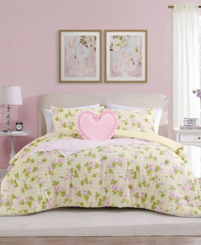 Betsey Johnson Gingham Rose Microfiber 4-Piece Comforter Set, Twin/Twin XL