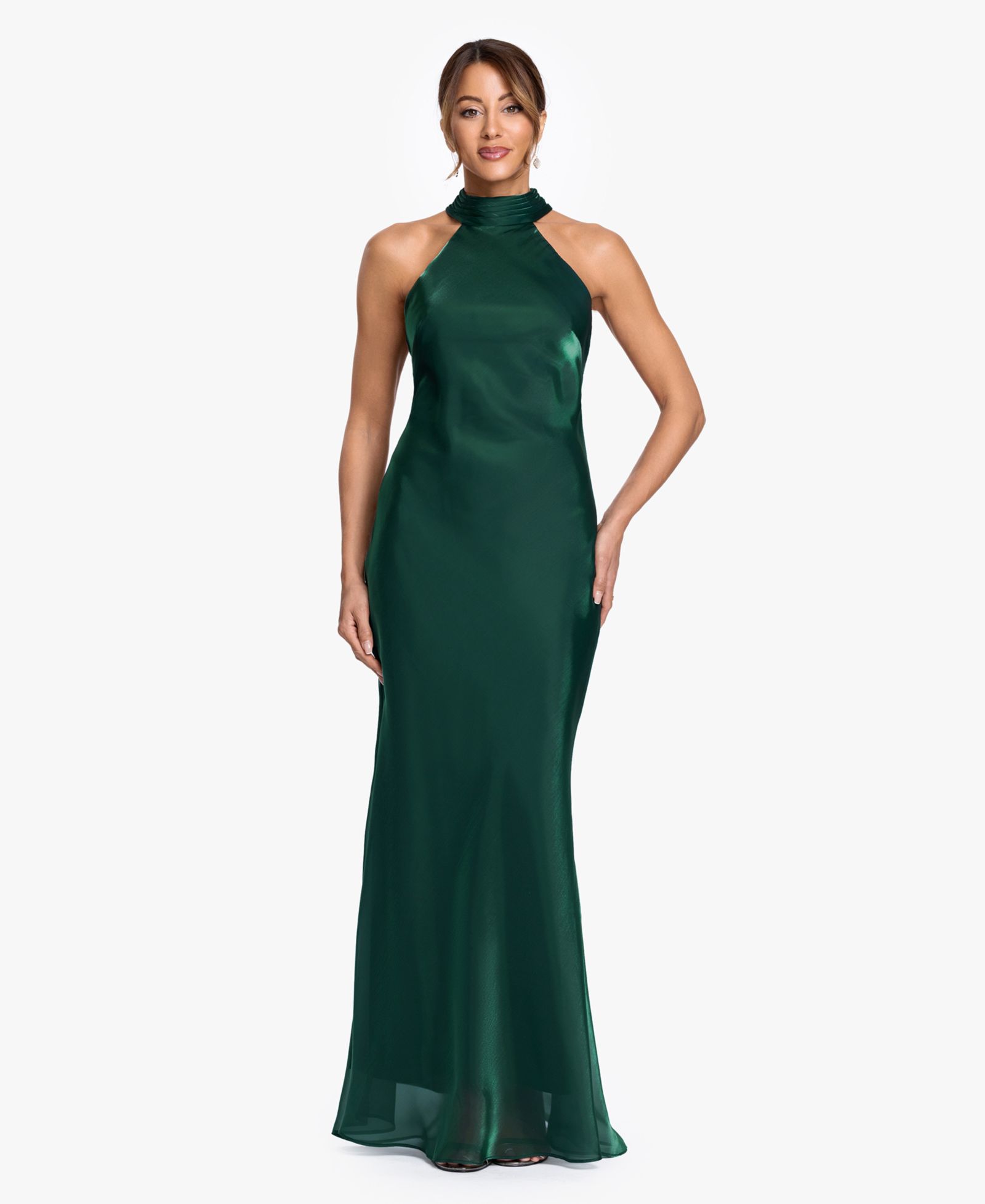 Женское вечернее платье XSCAPE Halter Neck Metallic Organza Ball Gown