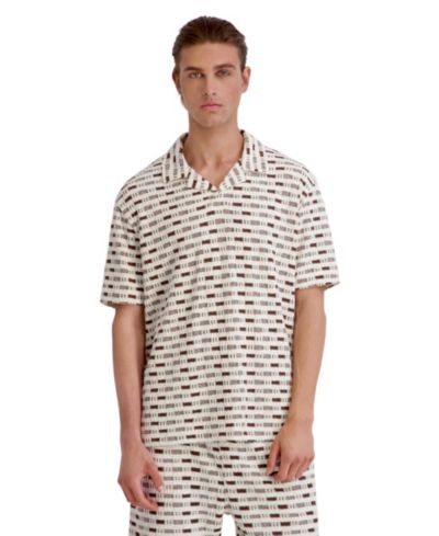 Мужская рубашка-поло KARL LAGERFELD PARIS Print Short-Sleeve Johnny Collar