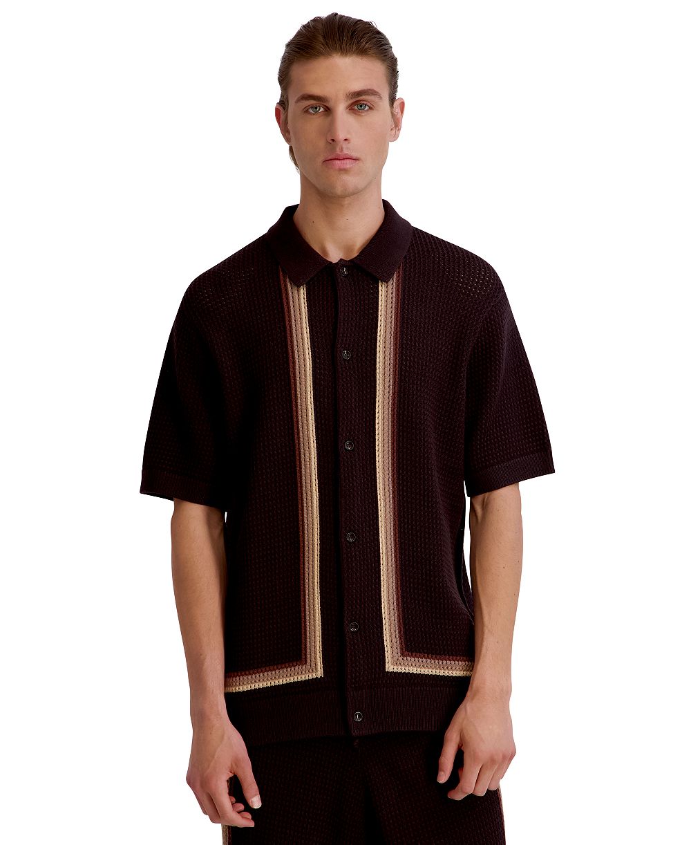 Рубашка KARL LAGERFELD PARIS Men's Regular-Fit с коротким рукавом и отложным воротником