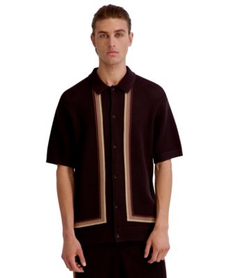 KARL LAGERFELD PARIS Men's Regular-Fit Short-Sleeve Spread Collar Shirt